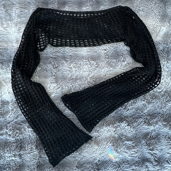 Handmade Accessories - Elegant Black Crochet Mini Tank Sleeves Scarf